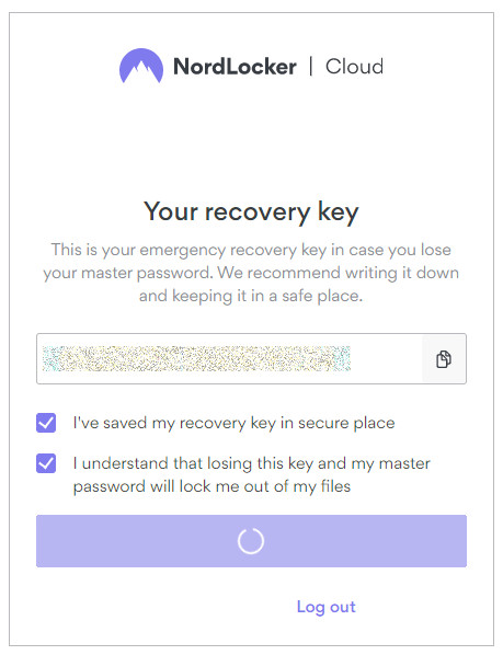 NordLocker recovery key