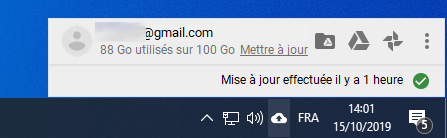 Notification de l'application Sauvegarde et synchronisation de Google Drive.