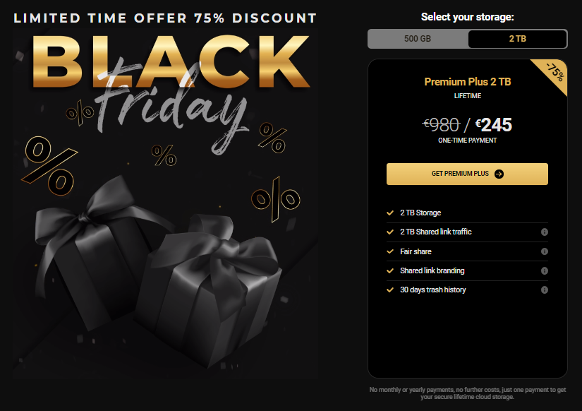 pCloud promotion for Black Friday