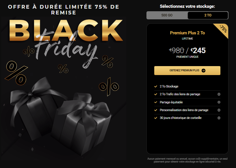 Promotion de pCloud pour Black Friday 2021
