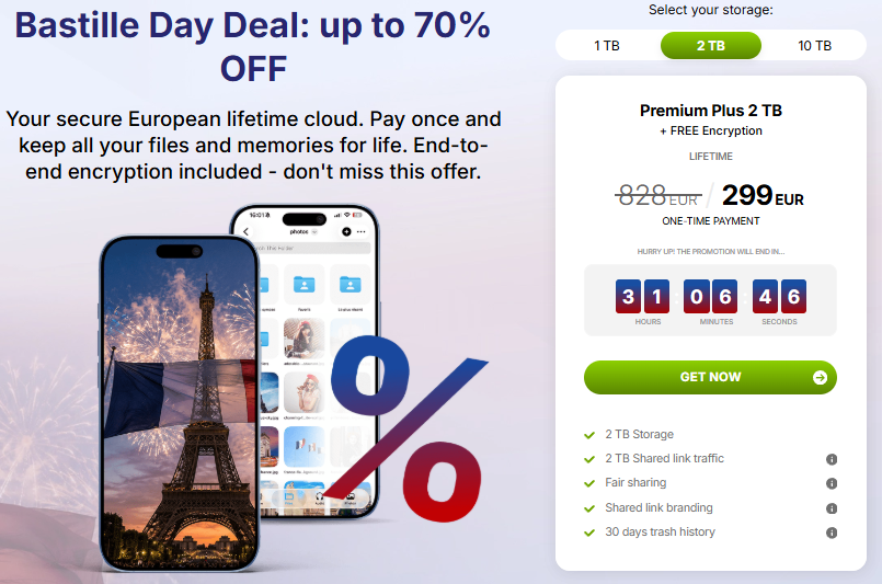 Promotion pCloud National Day 2026 up to -70 %